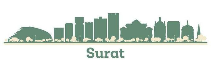 Abstract Surat India City Skyline with Color Buildings. vector