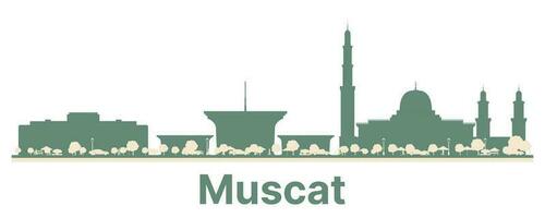 Abstract Muscat Oman City Skyline with Color Buildings. vector