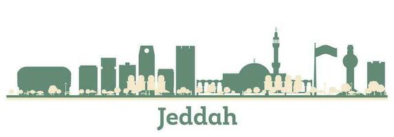 Abstract Jeddah Saudi Arabia City Skyline with Color Buildings. vector