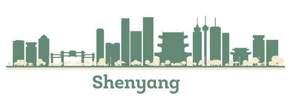 resumen shenyang China ciudad horizonte con color edificios vector