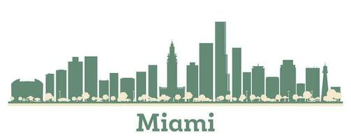 Abstract Miami USA City Skyline with Color Buildings. vector