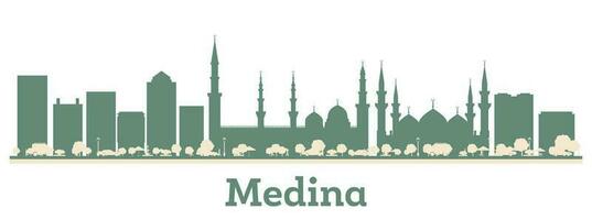 resumen medina saudi arabia ciudad horizonte con color edificios vector