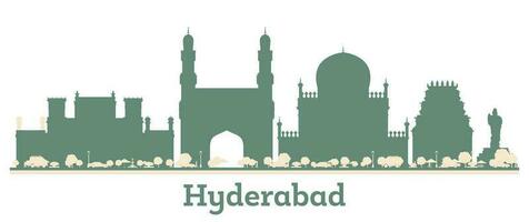 resumen Hyderabad India ciudad horizonte con color edificios vector