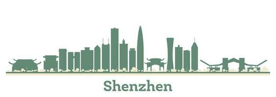 Abstract Shenzhen China City Skyline with Color Buildings. vector