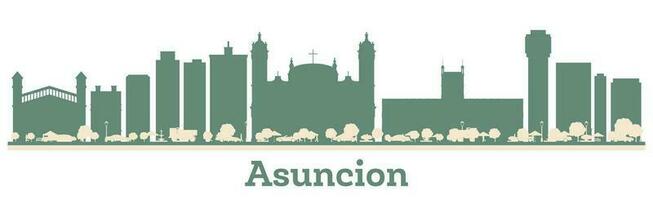 Abstract Asuncion Paraguay City Skyline with Color Buildings. vector