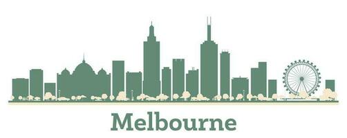 Abstract Melbourne Australia City Skyline with Color Buildings. vector