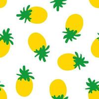 Pineapple doodle seamless pattern vector illustration isolated