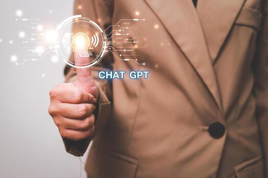 ChatGPT Chat with AI or Artificial Intelligence using an artificial intelligence chatbot developed by OpenAI. photo