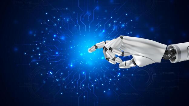 Robot are assistant  for provide access to data growth of business in online network, Robot application and global connection, AI, Artificial intelligence. photo