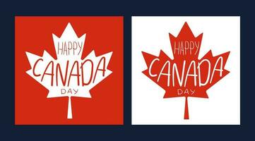 contento Canadá día saludo tarjetas letras vector ilustración