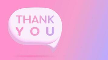 Thank you banner with bubble speech 3d vector illustration