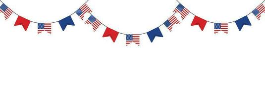 Pennant garland with American flags vector illustration