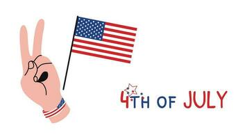 4th July background hand with American flag vector illustration