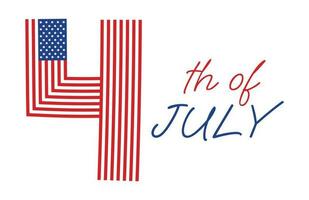 4th July typography Independence day USA vector illustration