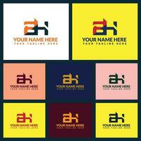 Bh letter logo or bh text logo and bh word logo design. vector