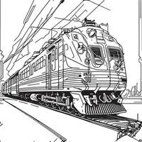 Vector line art train in motion. Train Line Drawing Clip Art.