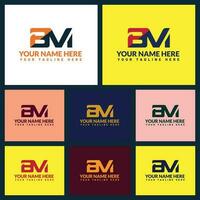 Bm letter logo or bm text logo and bm word logo design. vector