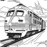 Vector line art train in motion. Train Line Drawing Clip Art.