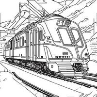 Vector line art train in motion. Train Line Drawing Clip Art.