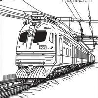 Vector line art train in motion. Train Line Drawing Clip Art.