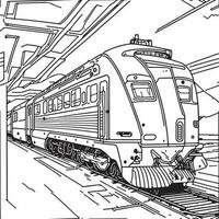 Vector line art train in motion. Train Line Drawing Clip Art.