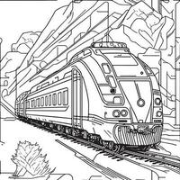 Vector line art train in motion. Train Line Drawing Clip Art.