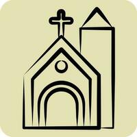 Icon Church. related to Celtic symbol. hand drawn style. simple design editable. simple illustration vector