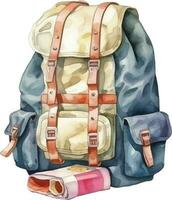 backpack in watercolor style illustration vector