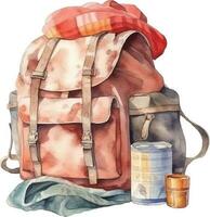 backpack in watercolor style illustration vector