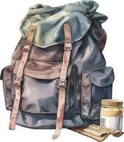 backpack in watercolor style illustration vector