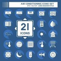 Icon Set Air Conditioning. related to Electronic symbol. long shadow style. simple design editable. simple illustration vector