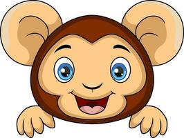 Cute little monkey cartoon on white background vector