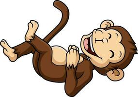 Cute monkey cartoon laughing on white background vector