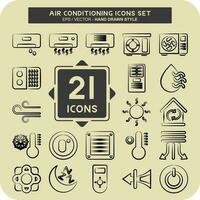 Icon Set Air Conditioning. related to Electronic symbol. hand drawn style. simple design editable. simple illustration vector