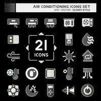 Icon Set Air Conditioning. related to Electronic symbol. glossy style. simple design editable. simple illustration vector