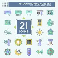 Icon Set Air Conditioning. related to Electronic symbol. doodle style. simple design editable. simple illustration vector