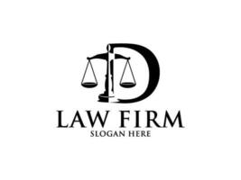 Law Firm with Letter D Logo, Lawyer logo with creative law element vector