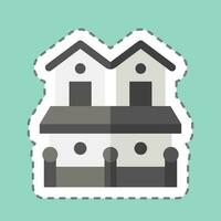 Sticker line cut Town House 2. related to Accommodations symbol. simple design editable. simple illustration vector