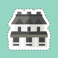 pegatina línea cortar pueblo casa. relacionado a Alojamientos símbolo. sencillo diseño editable. sencillo ilustración vector
