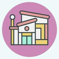 Icon Bungalow. related to Accommodations symbol. color mate style. simple design editable. simple illustration vector