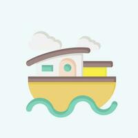 Icon House Boat. related to Accommodations symbol. flat style. simple design editable. simple illustration vector