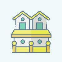 Icon Town House 2. related to Accommodations symbol. doodle style. simple design editable. simple illustration vector