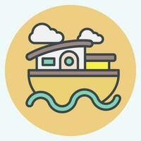 Icon House Boat. related to Accommodations symbol. color mate style. simple design editable. simple illustration vector