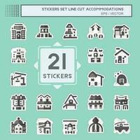 Sticker line cut Set Accommodations . related to Building symbol. simple design editable. simple illustration vector