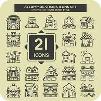 Set Accommodations . related to Building symbol. hand drawn style. simple design editable. simple illustration vector