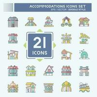 Set Accommodations . related to Building symbol. doodle style. simple design editable. simple illustration vector