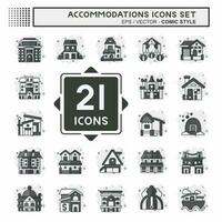 Set Accommodations . related to Building symbol. comic style. simple design editable. simple illustration vector