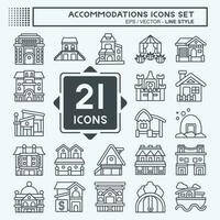 Set Accommodations . related to Building symbol. line style. simple design editable. simple illustration vector