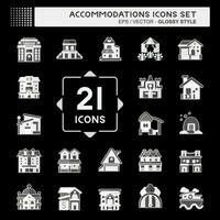 Set Accommodations . related to Building symbol. glossy style. simple design editable. simple illustration vector