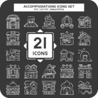 Set Accommodations . related to Building symbol. chalk Style. simple design editable. simple illustration vector